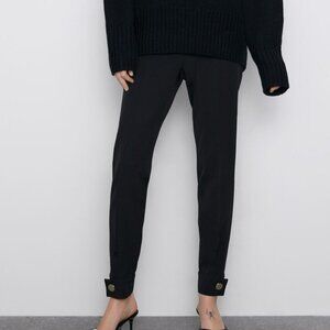 NEW ZARA ZIPPERED BLACK LEGGINGS WITH SLITS